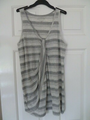 VINTAGE RIVER ISLAND LADIES SLEEVELESS TOP VARIOUS SHADES OF GREY STRIPE SIZE 10