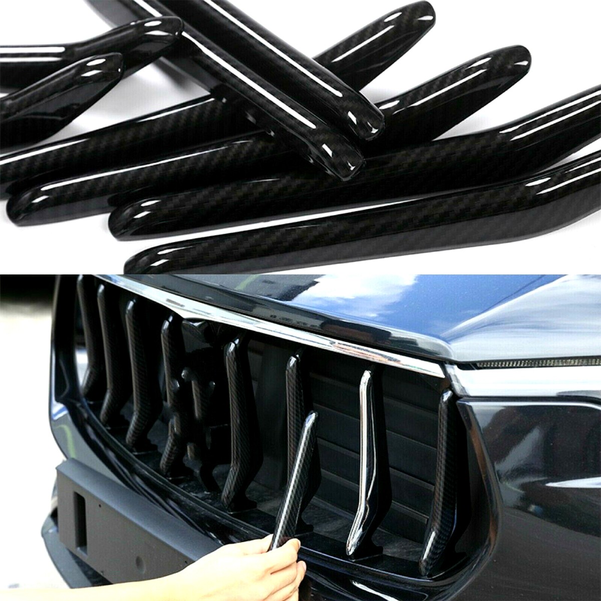 Black Grille Mask With Chrome Trim For Maserati Levante 2016 Onwards