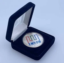 Vintage '01 Enron Walking Liberty 1 oz Silver Dollar Encased Coin Rainbow Toning