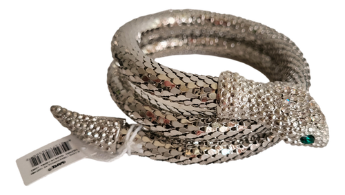 Coiled Snake Bracelet Bendable Arm Cuff Wrap 2-Pack Rhinestone Serpent Jewelry - Picture 7 of 27