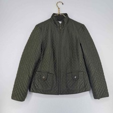 Charter Club Olive Green Quilted Zip-up Jacket Size Small