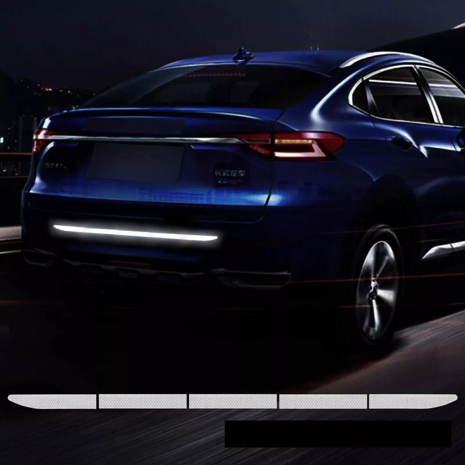 White Reflective Rear Bumper Stickers – Universal Night Safety Warning for Cars