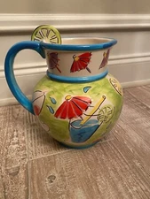Clay Art 2003 Cabana Coolers Pitcher gorgeous mint condition hand painted