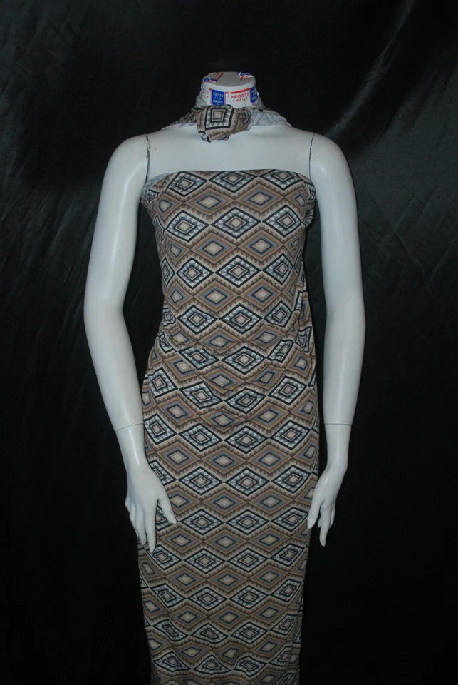 Hermosa tela tejida elástica rayón gris moca tribal combo por yarda Foto 3 de 4