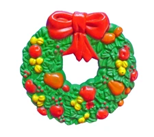 American Greetings PIN Christmas Vintage WREATH with Fruits 1980 Holiday Brooch