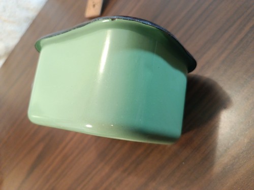 VINTAGE Stewart Warner Refrigerator Green Enamel & Glass Lid Dish - Picture 8 of 16