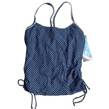 TYR Polka Dot Underwire Tankini Top - Schnozberry Blue - Size Medium - 40