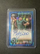 2024 Topps Chrome Rookie Autographs Bryan Woo #RA-BWO Blue RayWave /150