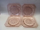 Vintage Jeanette Glass Adam Pink Depression 4 Salad Plates 7 5/8"