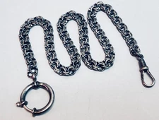 Antique Austrian 835 Silver Pocket Watch Chain Fancy Curb Link Double Serpentine