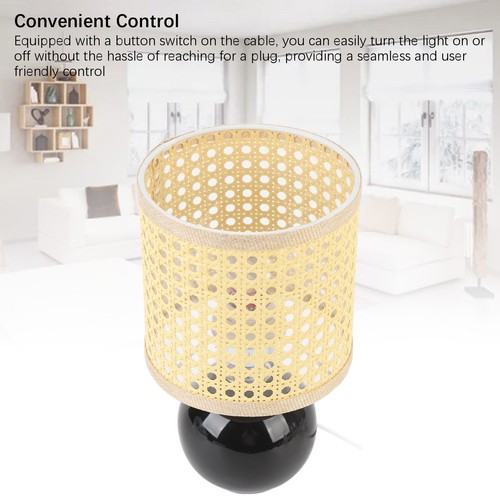 Lampada da tavolo in ceramica E27 lampadina imitazione paralume tessuto rattan comodino per - Foto 23 di 24