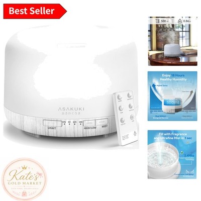 Elegant 500ML Essential Oil Diffuser with Remote & 7 Color LED Lights - White