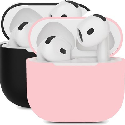 AirPods 4 Schutzhülle, Silikon, shockproof, ultra dünn, soft, schwarz/pink, 2...