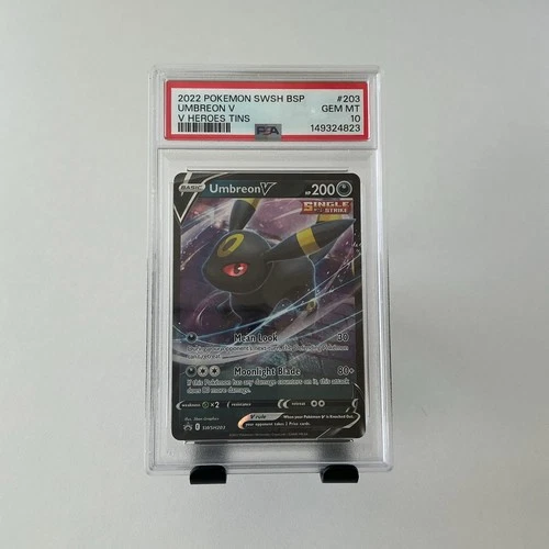 2022 POKEMON SWSH BSP UMBREON V V HEROES TIN #203 PSA 10
