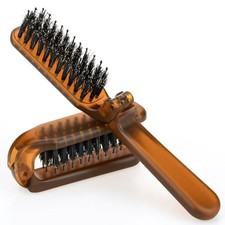 2 Pcs Travel Folding Hair Brush, Collapsable Portable Pocket Boar Bristle Hair