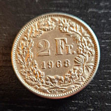 Schweiz 2 Franken 1968 Helvetia silberfarben unzert.