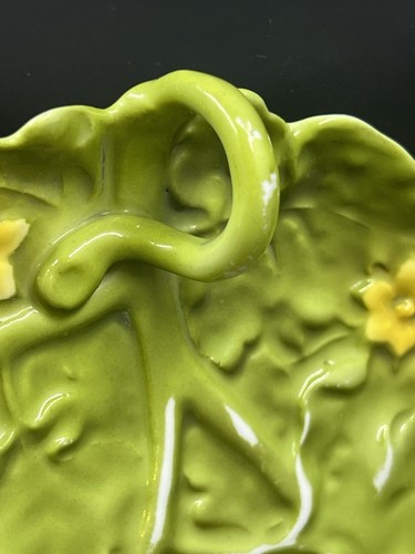Antique Royal Bayreuth Lemon Tray Handled Plate Green Cabbage Leaf 5.4” Bavaria - Picture 2 of 7
