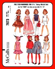 Vintage 60's Pre-Teen Doll Clothes Pattern 11 "-12" WARDROBE McCall's 7673