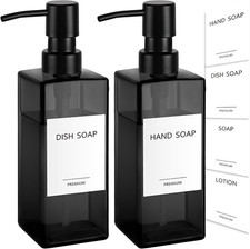 Black Glass Soap Dispenser, Hand Soap Dispenser with Stainless Steel Pump for Ba