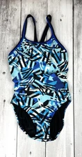 DOLFIN Women’s One Piece Swimsuit Size 34 Black Blue 0090