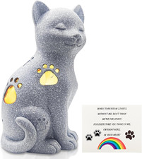 Pet Memorial Gift for Festival/Holiday/Vacation, Cat Memorial Statue with LED 