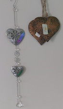 Formano silber Hängedeko +2x Herz Clayre&Eef kupfer farben Vintage Metall Deko