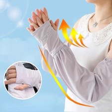Arm Sleeves Ice Silk Fabric Loose Fit Long Length for Women Driving Outdoor Acti