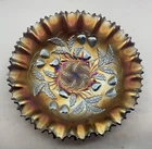 NICE VINTAGE CARNIVAL SIGNED NORTHWOOD PURPLE STRAWBERRY PCE BOWL “BASKETWEAVE”