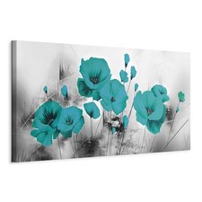 Artgeist Wandbild Groß Wohnzimmer Leinwand Bilder Blumen Mohnblumen Türkis Deko