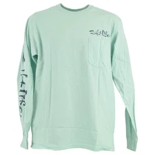Salt Life 4 Wheel Fishing Outdoors Green Long Sleeve Crew Neck Tshirt Tee