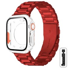 2PCS Stainless Steel Strap+Case for Apple Watch 40-49mm Full Cover Metal Band...