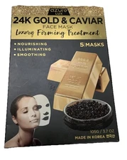 AZURE LUX 24K GOLD & CAVIAR 5 FACE MASKS LUXURY FIRMING TREATMENT NEW IN BOX  