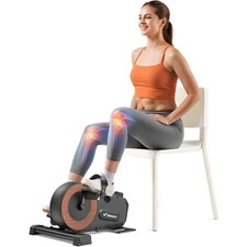 Under Desk Magnetic Bike Pedal Exerciser with 2 Resistance Bands Non-Slip Mat