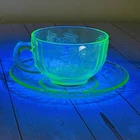 Hazel-Atlas Glass Company Fuits Green Uranium Depression Glass Teacup and Saucer
