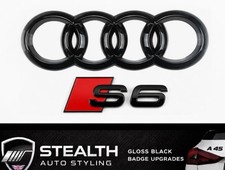 Audi S6 Aftermarket Rear Badge Set ? Gloss Black Rear Rings (202mm) + S6 Badge