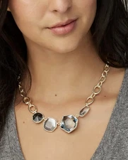 Kendra Scott Chunky Natalia STMNT ToggleNecklace Faceted Crystal Blue/Smoke