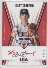 2019 Panini USA Baseball Stars & Stripes Red Ink 9/10 Riley Cornelio Auto 0pm