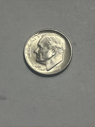 1951-S San Francisco Roosevelt Dime, US 10c Silver Coin BU UNC Uncirculated