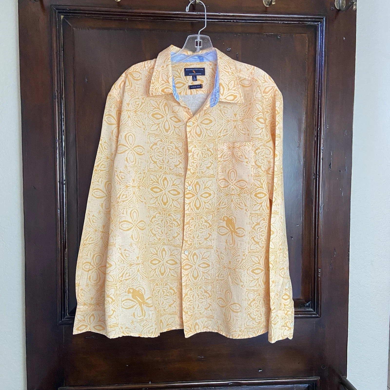 Margaritaville Lemon Key Shirt Mens Large Orange Linen Floral Button Up
Opens in a new window or tab