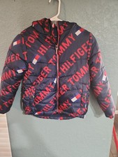 Tommy Hilfiger Boys Colorblock Puffer Jacket Navy Red White Size 5/6 Full Zip
