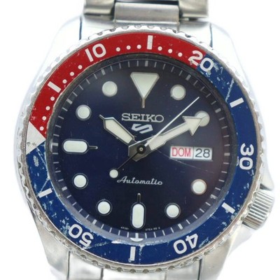 Seiko 5 Sports SBSA003 Automatic Watch Blue Dial Pepsi Bezel Used