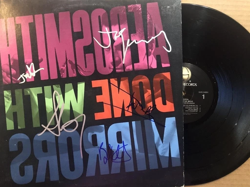 Aerosmith サイン入りLPレコード Aerosmith Dream On Cherry Wood Gold LP Record Framed Etched