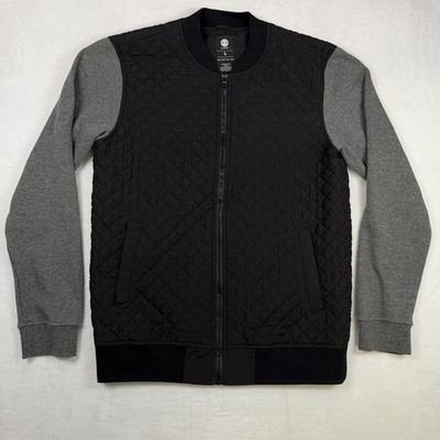Element Men's Black Quilted Bomber Gray Sleeves Jacket Size Large Full Zip Warm