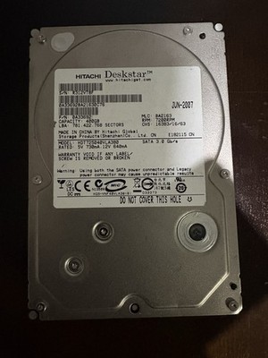 Hitachi Deskstar 400GB SATA 3.5  7200RPM Hard Drive - Tested & Works - Formatted