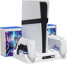 Cooling Stand and Charging Dock Compatible with PS5 Pro/Slim/PlayStation 5 Disc