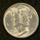 1945d Mercury silver dime.Uncirculated Lusterious beauty.