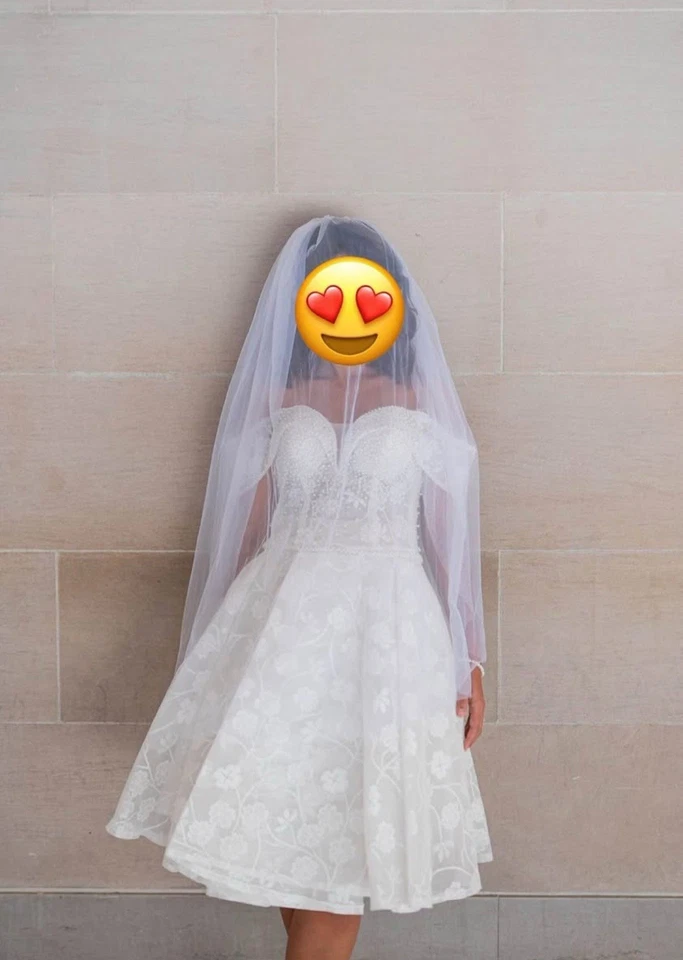 Wedding Gown Mini Dress  XS TO SMALL - VEIL INCLUDED - Image 2 of 4