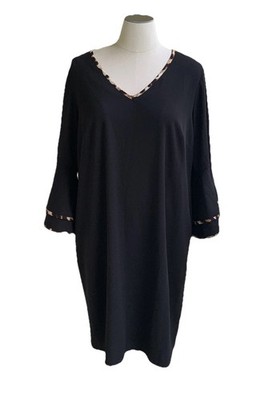 NWT Cato Black & Leopard Tiered Dress Plus 24W Hello Sunshine Bell Sleeves LBD