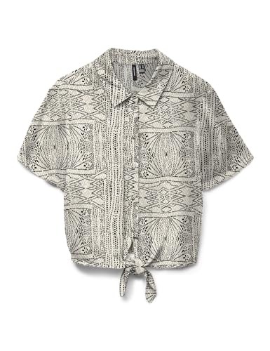 Vero Moda Damen Vmmenny Tie Ss Shirt WVN Ga, Oatmeal, XS-image