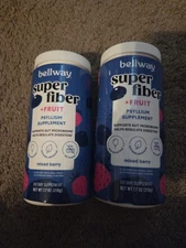 Lot Of 2 Bellway Super Fiber + Fruit Psyllium Husk Supplement Mixed Berry